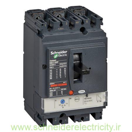circuit breaker ComPact NSX100F 36 kA at 415 VAC TMD trip unit 32 A 3 poles 3d
