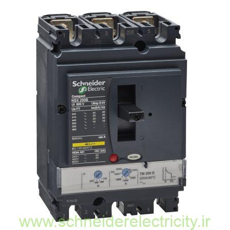 circuit breaker ComPact NSX250B 25 kA at 415 VAC TMD trip unit 200 A 3 poles 3d 1