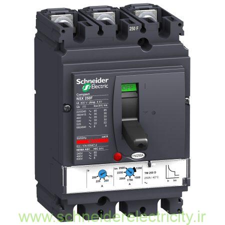 circuit breaker ComPact NSX250F 36 kA at 415 VAC TMD trip unit 250 A 3 poles 3d 1 1